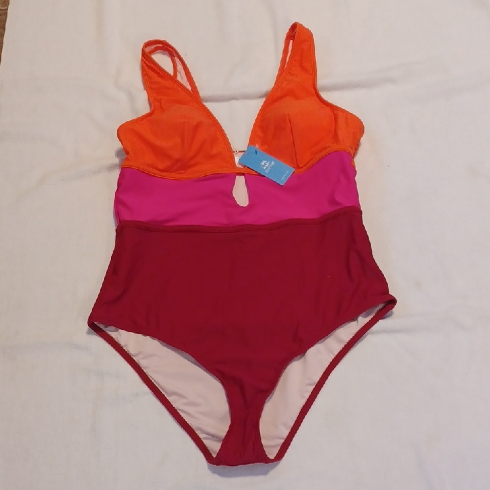 Cupshe Vibrant Pink and Red Swimsuit Size Xlarge